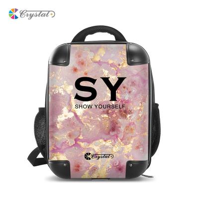 China Crystal Patented Customized Design Print Polyester PC Backpack Waterproof Travel Laptop Backpack for 12