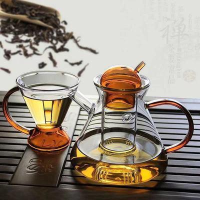 China Sustainable Christmas Gift Brewing Clear Cooking Glass Teapot With Warmer Set for sale