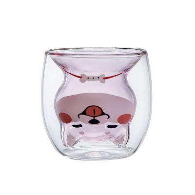 China Sustainable Hot Selling Creative High Borosilicate Coffee Latte Cup Water Mug Pyrex Double Wall Glass Mug for sale