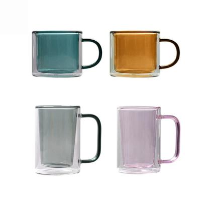 China Colorful Disposable High Wall Handcrafted Borosilicate Double Borosilicate Cup Coffee Cup Glass Cup for sale