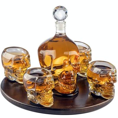 China New Scottish Designed Skul L Shape Glass Decanter For Whiskey for sale