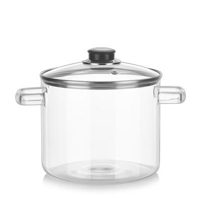 China Hot Selling Sustainable Borosilicate Large Size Transparent Clear Double-Ear Cooking Pot Borosilicate Pyrex Glass Cooking Pot for sale