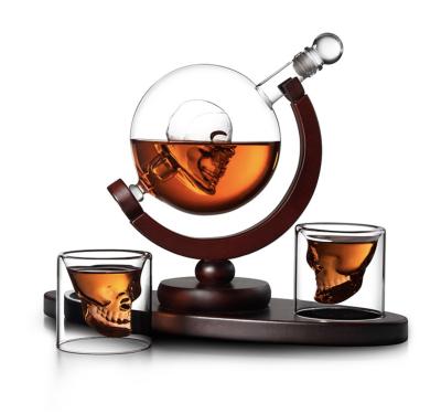 China Modern Glass Globe Whiskey Wine Vodka Decanter Set With Matching Bar Glasses And Funnel for sale