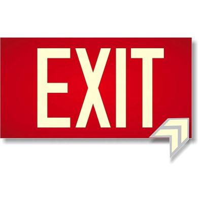 China Aluminum Waterproof Luminous Fluorescent Fire Safety Exit Sign Glow At Night for sale