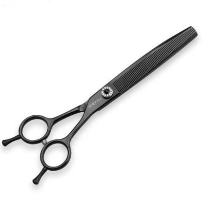 China Japan 440C Stocked Black Curved Pet Grooming Scissors Pet Thinning Scissors for sale