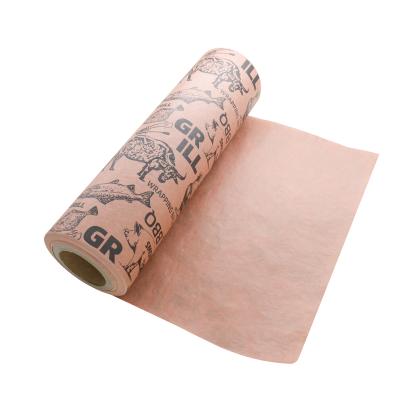 China Waterproof Custom Printing Pink Butcher Meat Paper Rolls for Meat Wrapping in Butcher Shop for sale