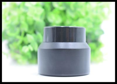 China 30g Black Frost Cream Jar Face Gel Glass Bottles Black Lids White Seal for sale