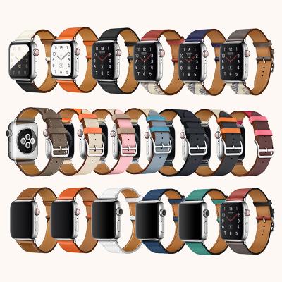 China Genuine Leather Leather Straps Watch Bands Leather Strap With Herme s Buckle 38mm/40mm/42mm/44mm For Apple Watch Series 6/5/4/3/2 for sale