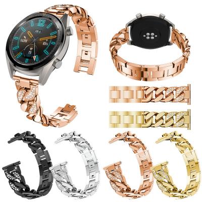 China Unique QIMAN Metal Watch Bands Chain Bracelet Diamond Watchband For Samsung Galaxy Luxury Watch Band For Galaxy Watch3/2 Active/Active for sale