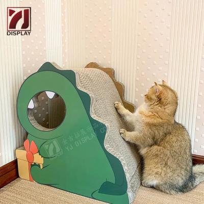 China Sustainable Interactive Cat Toys Triangle Wrinkled Cat Scratcher Cardboard With Catnip for sale