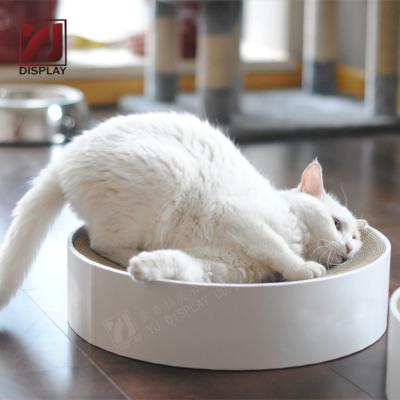 China Viable Cat Scratching Board Round Durable Cardboard Corrugated Cat Scratcher With Cat Toy for sale