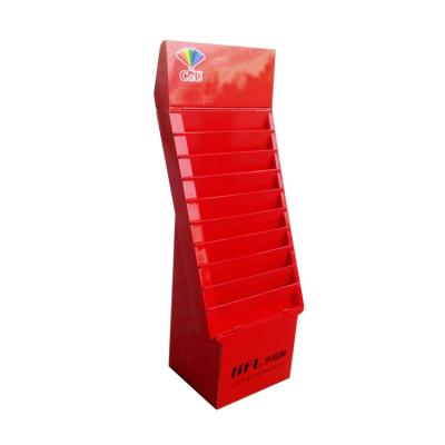 China Advertising Exhibition Shelf Cardboard Floor Display Corrugated Paper Pop Up Rack for sale