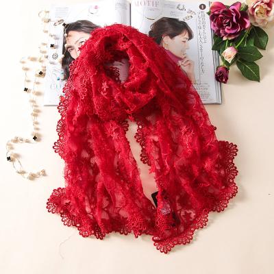 China Female gift etc. fashion lace embroidery polyester shawl scarf 2017 for sale