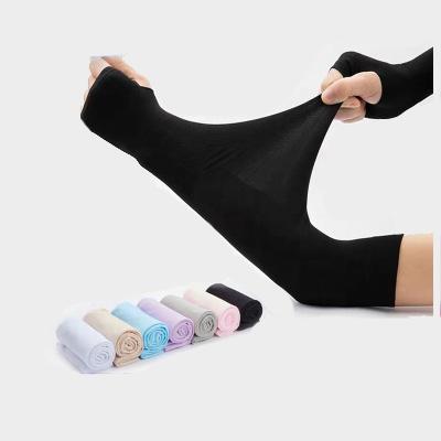 China Wholesale Warm Antibacterial Polyester Elastic 100% UV Protective Solid Color Polyester Sports Use Arm Sleeves for sale