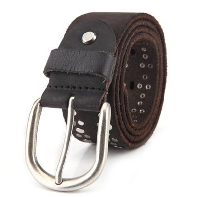 China Fashion Vintage Vintage Cowhide Leather Belt Nubuck Belt Men's Casual Alloy Cowhide Alloy Pin Buckle Studded Belts for sale