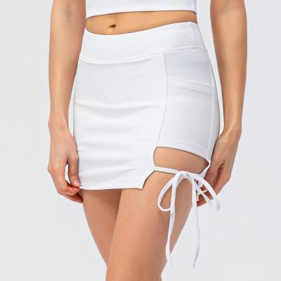 China Brand New Design Yoga Lightweight Quick Dry Skort Breathable Cross Over Tight Sports Skirt White for sale