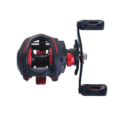 China CASTSOON 5+1BB Rubber Color Red Black Clicker Straight Drag Clicker Aluminum Bait Casting Fishing Reel for sale