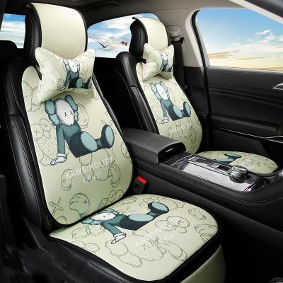 China Universal Cartoon Half 9pcs Canvas Material Cover Set Car Seat Cover Interior Accessories For Four Seasons for sale