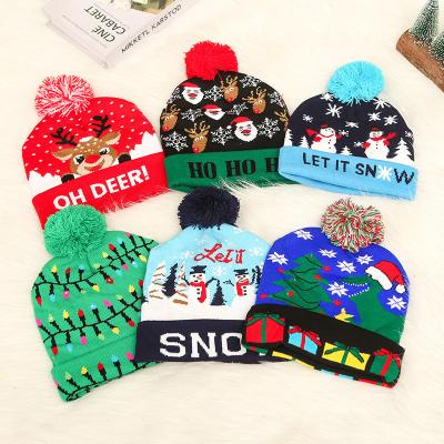 China COMMON Wholesale Winter Knitted Christmas Led Beanie Hat For Outdoor for sale