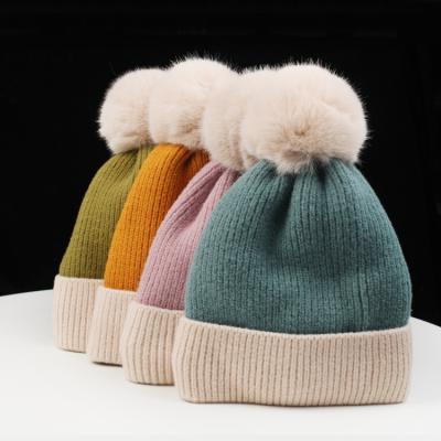 China COMMON Wholesale Knit Pom Pom Beanie Adult Hat, Slapped Beanie Hats for sale