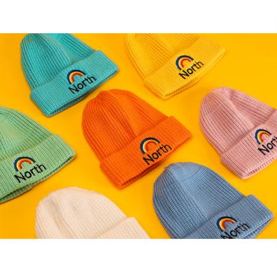 China NEW COMMON High Quality Beanie Wholesale Fashion Child Rainbow Beanie Hats for sale