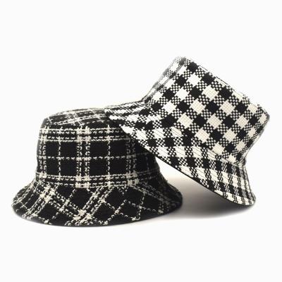 China Eco-friendly Plaid Fisherman Bucket Hat For Men And Women Sun Hat Fashionable Bucket for sale