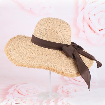 China Comfortable Summer Women's Wide Brim Wear Straw Hat Beach Floppy Foldable Sun Hat Roll Up Hat for sale