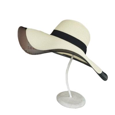 China New Comfortable Straw Hat Women Summer Wear Comfortable Tulle Brim Sun Hat Wide Beach Hat for sale