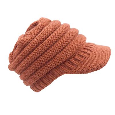 China 2020 Wholesale COMMON Women's Pile Knitted Hat With Visor Pattern for sale