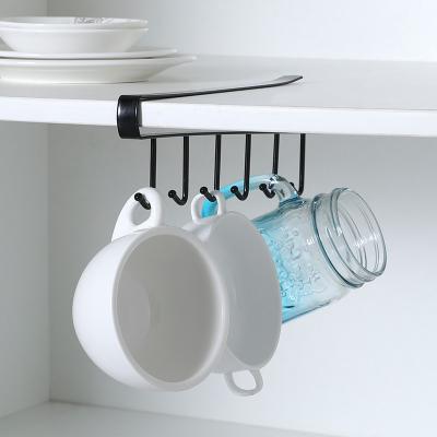 China Latest Viable Kitchen Wardrobe 6 Hook Even Rack Hook Tier Multi-Function Finished Hook Seamless Nail-Free Storage Rack Cabinet for sale