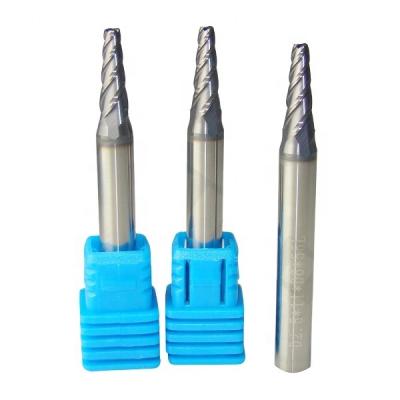 China Carbide Standard Size 6mm TiAlN Coated 4 Flute Carbide Taper End Mill for sale