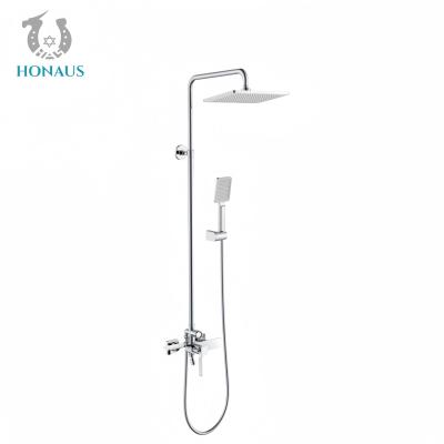 China White Exposed Valve Showers Brass Triple Handles Elegant Design for sale