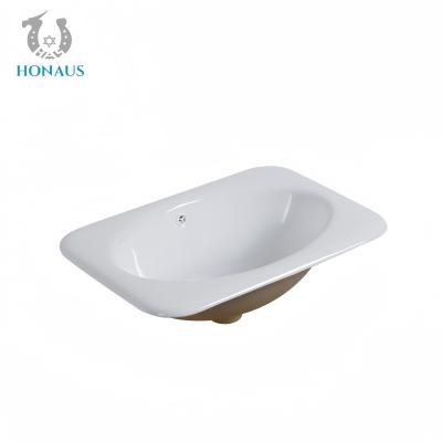 China Elegant Bathroom Inset Basin Hotel Apartment High Temp Burned Ceramic White for sale