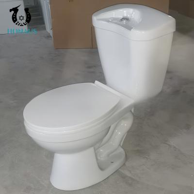 China Floor Mounted Two Piece Toilet Bowl With Dual Flush Elongated Shape for sale