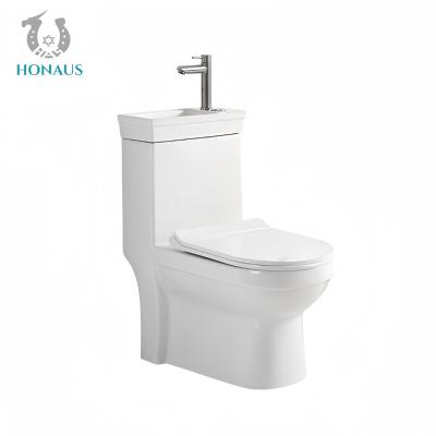 China Practical Ceramic One Piece Toilet Bowl With Basin Water Saver S/P Trap Anti Stain for sale