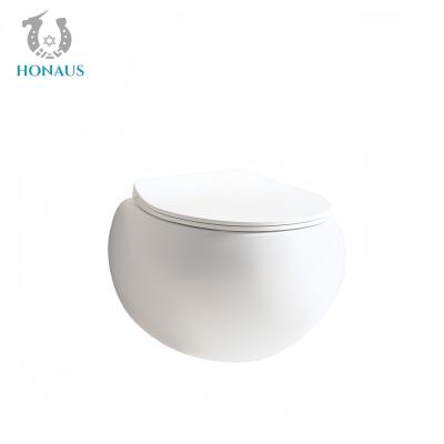 China Modern Bathroom Wall Hung Toilet Bowl Egg Shape Easy Maintenance P Trap Ceramic White for sale