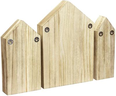 China Windproof Design Shade Cubby Box House Shaped Wooden Display Stand Set Of 3 for sale