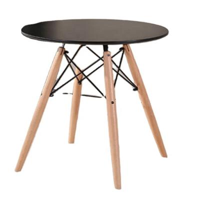 China Round Round MDF Kitchen Table in High Gloss Top with Beech Wood Leg Dining Table for sale