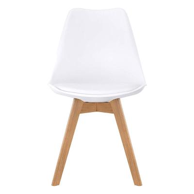 China Dining Room Furniture Adjustable Popular White Cushion Wooden Legs Plastic Chair (Other) Tulip Dining Chair for sale