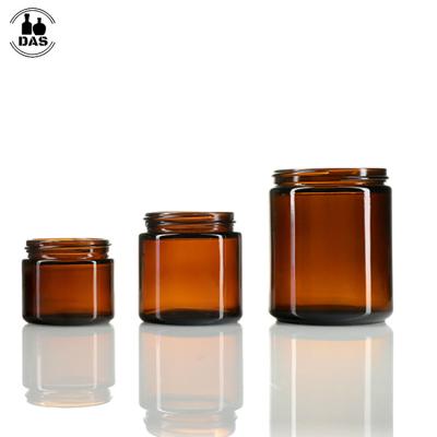 China 30ml Straight Sided Empty Cosmetics 60ml 120ml 250ml 1oz 2oz 4oz 8oz Amber Glass Jar For Cosmetics Creams Candle Making Oniment for sale