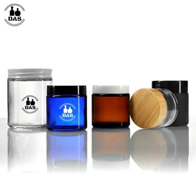 China Wholesale 30ml 50g 2oz 4oz 8oz Amber Frosted Luxury Face Glass Cosmetic Clear Cream Jar and Containers for Packaging for sale