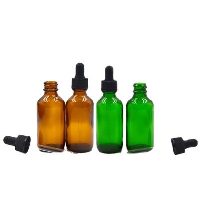 China Personal Care Manufacturers Sale 1oz 30ml Amber Clear Green Skincare Medicine Essential Oil Dropper Boston Round Glass Bottle for sale