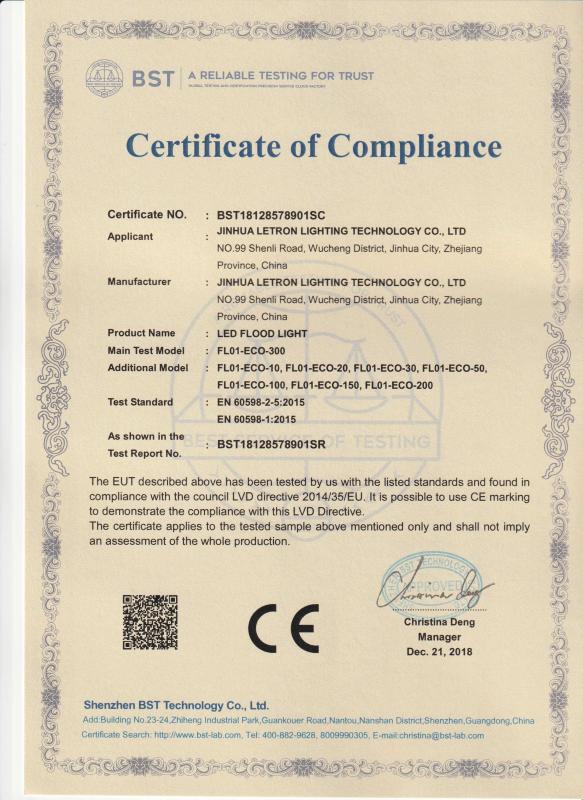 CE - Jinhua Letron Lighting Technology Co., Ltd.