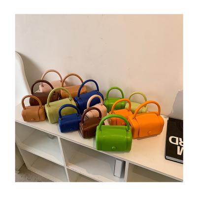 China Fashion PU Leather Small Box Cross - Body Bags Designer Candy Color Square Top Handbags and Purses Handle Shoulder Bags for Women Clutch for sale