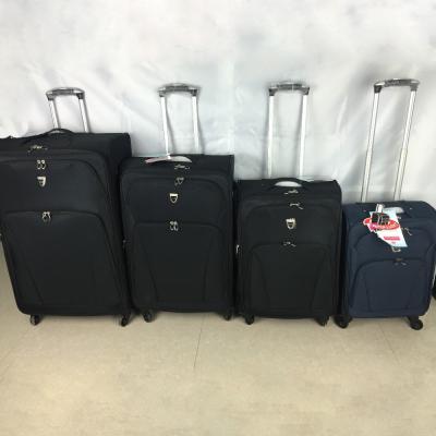 China Rolling Trolley Suitcase Bag Travel Luggage Stock 600D Polyester 4pcs 360 Degree Spinner 4 Wheels for sale