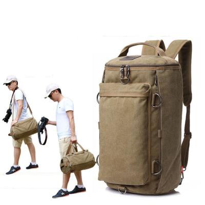 China Retro Large Capacity Waterproof Outdoor Sports Hiking Vintage Shoulder Bag Mountaineering Men Travel Canvas Backpack for sale