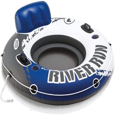 China Amazon Hot Sale Portable Outdoor Lake Float Round Inflatable Pool Lounger with Cup Holder and Handle for sale