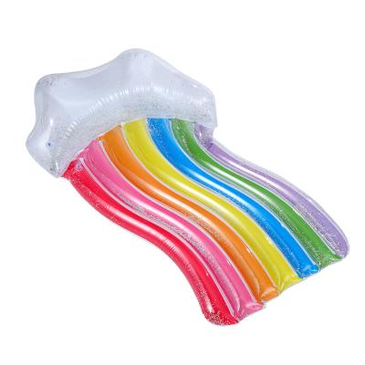 China Summer Portable Outdoor Inflatable Adult Beach PVC Water Seat Swim Hammock Rainbow Pool Float Swimming Float for sale