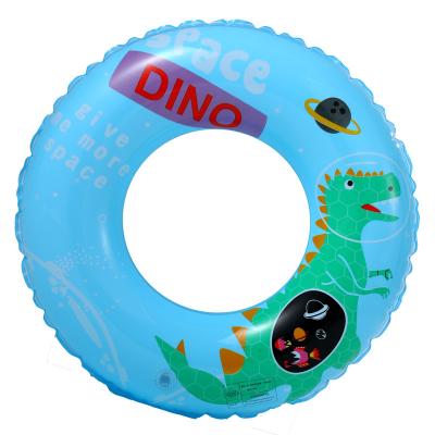 China Baby children summer vacation beach party pool water toy durable dinosaur logo inflatable blue swimming ring paly for sale