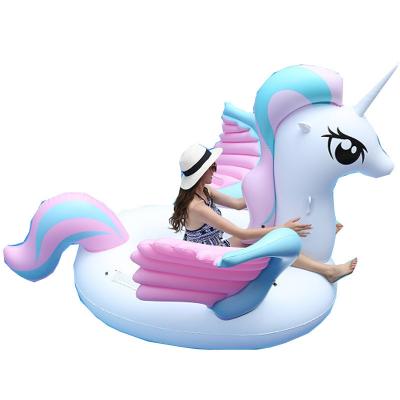 China Durable Adult Girl Summer Beach Pool Water Game Toy Inflatable Unicorn Raft Lounge Ride On Pool Float With Colorful Fender for sale